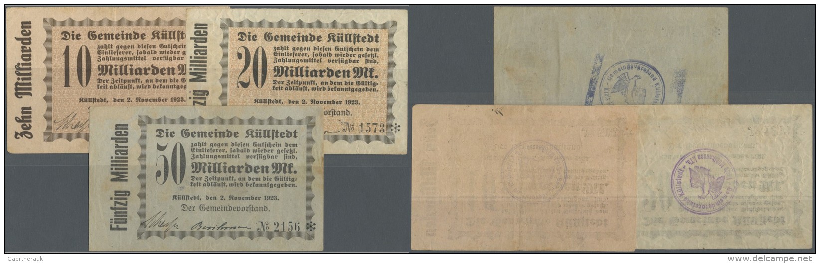 Deutschland - Notgeld - Th&uuml;ringen: K&uuml;llstedt, Gemeinde, 10, 20, 50 Mrd. Mark, 2.11.1923, Vollst&auml;ndig Gedr - Lokale Ausgaben