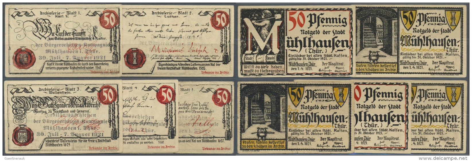 Deutschland - Notgeld - Th&uuml;ringen: M&uuml;hlhausen, Stadt, 5 X 50 Pf., 1.4. - 31.10.1921, Alle Mit Rs. Stempel "Jub - Lokale Ausgaben