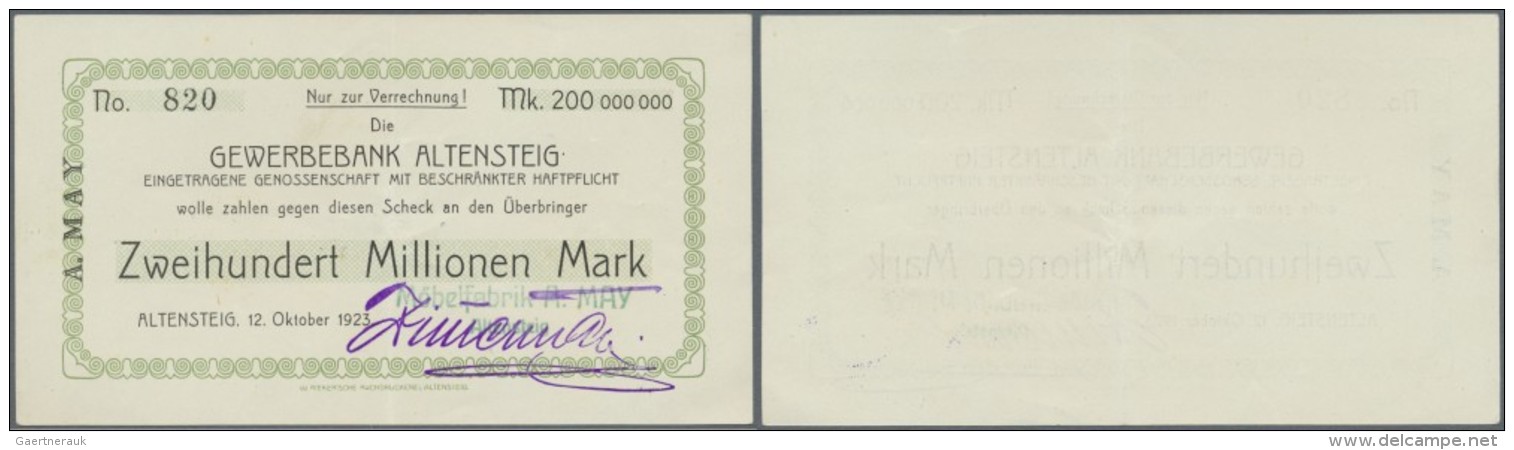 Deutschland - Notgeld - W&uuml;rttemberg: Altensteig, M&ouml;belfabrik A. May, 200 Mio. Mark, 12.10.1923, Nominale Weder - Lokale Ausgaben