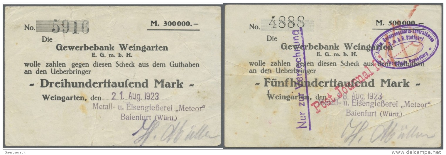 Deutschland - Notgeld - W&uuml;rttemberg: Baienfurt, Metall-und Eisengie&szlig;erei "Meteor", 300 Tsd. Mark, 21.8.1923 ( - Lokale Ausgaben