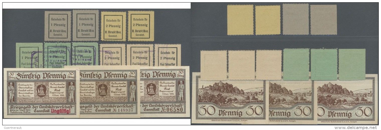 Deutschland - Notgeld - W&uuml;rttemberg: Cannstatt, Amtsk&ouml;rperschaft, 50 Pf., 15.6.1918, KN Klein, KN Gro&szlig;, - Lokale Ausgaben