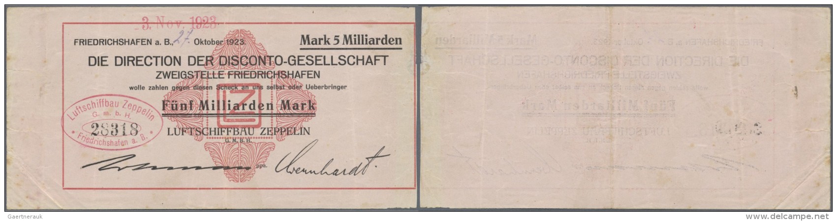 Deutschland - Notgeld - W&uuml;rttemberg: Friedrichshafen, Luftschiffbau Zeppelin GmbH, 5 Mrd. Mark, 3.11.1923, Datum Ge - Lokale Ausgaben