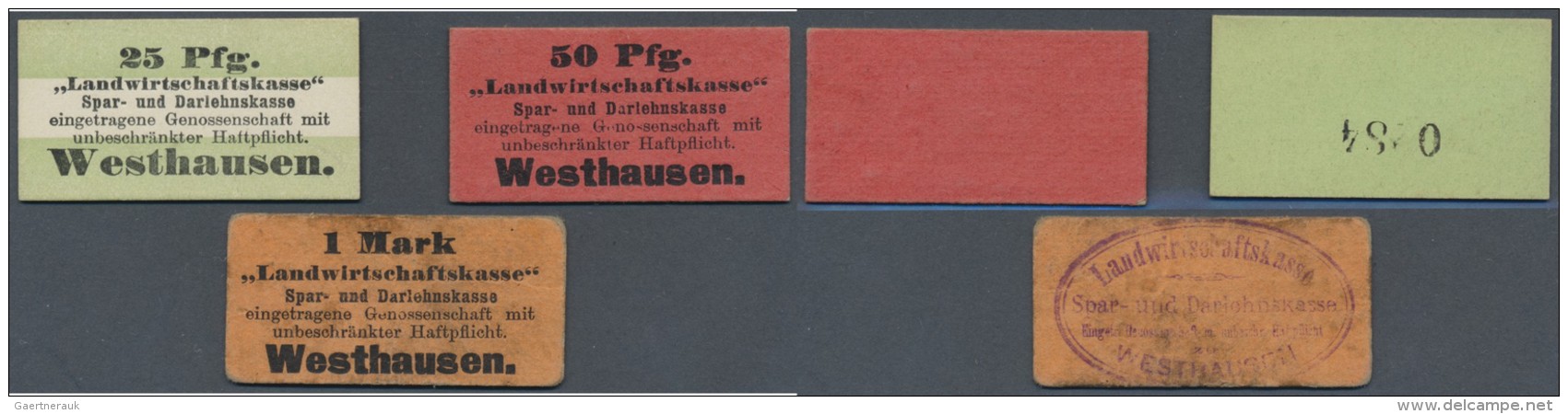 Deutschland - Notgeld - Sonstige: Westhausen, Elsass, Landwirtschaftskasse, 25 Pf., Runder Punkt, Rs. KN, Erh. I-; 50 Pf - Lokale Ausgaben