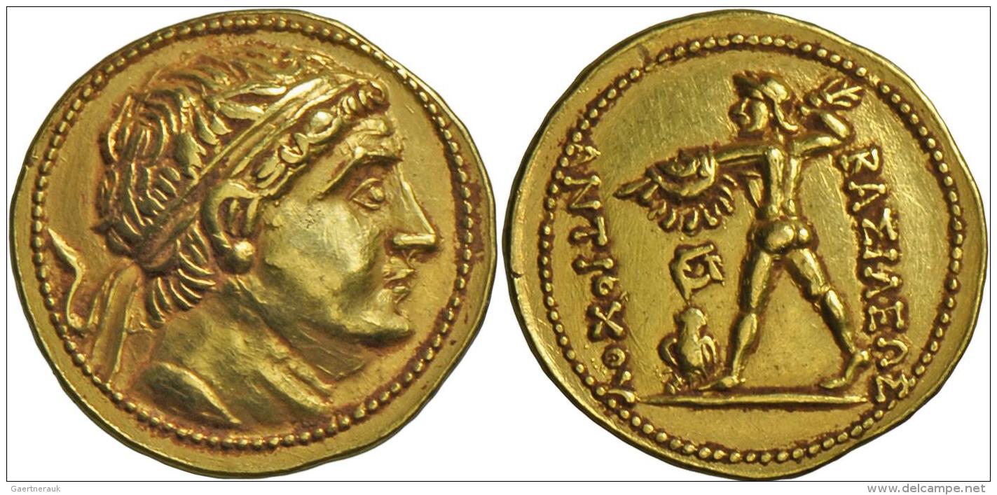 Baktrien: Diodotus I. Ca. 255-235 V. Chr.: Gold-Stater Mit Titel Antiochus II; 8,04 G, Bearbeitete Felder, Sehr Sch&ouml - Griechische Münzen