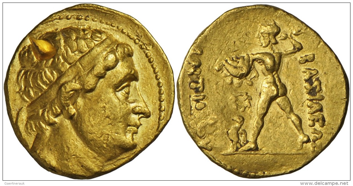 Baktrien: Diodotus I. Ca. 255-235 V. Chr.: Gold-Stater Mit Titel Antiochos II; 8,31 G; Pr&uuml;feinhieb Auf Dem Avers, S - Griechische Münzen