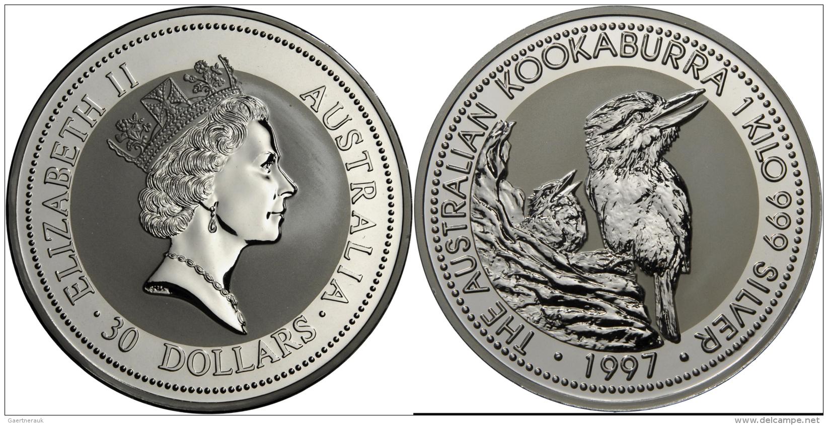 Australien: 30 Dollars 1997, KOOKABURRA, 1 Kilo 999 Silver, In Original Plexikapsel, BU. - Sonstige & Ohne Zuordnung