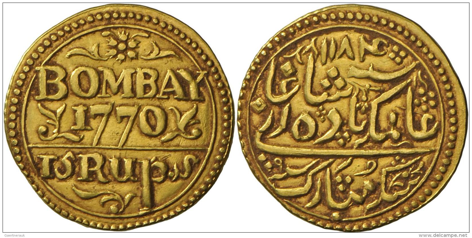 Indien: Bombay-Presidency: 15 Rupees (Mohur) 1770 /AH 1184; 10,92 G; KM#183, Sehr Sch&ouml;n. - Indien