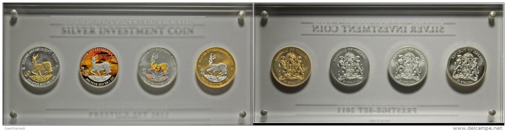 Malawi: SILVER INVESTMENT COIN: Prestige -Set 2011 50 Jahre Kr&uuml;gerrand, 4x Unterschiedliche 50 Kwacha 1oz Silber (F - Malawi