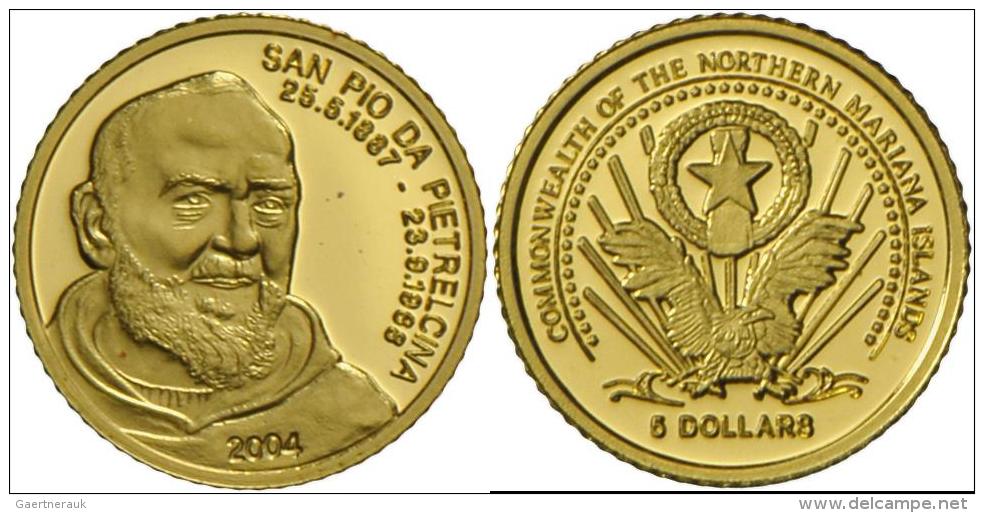 Marianen Inseln: 5 Dollar 2004, Gold, Polierte Platte/Proof. - Marianen