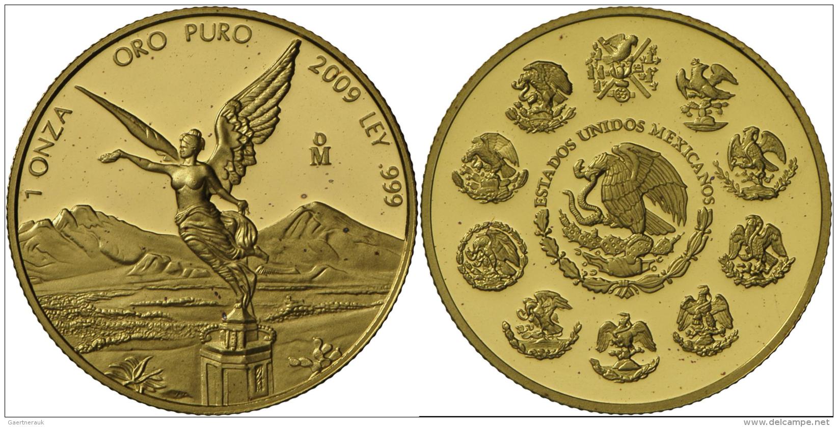 Mexiko - Anlagegold: LIBERTAD Proof Gold Series 2008: 1oz, &frac12;oz, &frac14;oz, 1/10oz Und 1/20oz Im Echtholzetui Mit - Mexiko