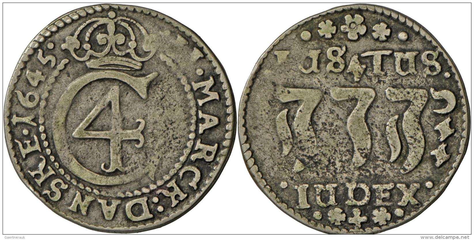 D&auml;nemark: Christian IV. 1588-1648: 2 Mark 1645;10,53 G,  Hede 179, Sehr Sch&ouml;n. - Dänemark