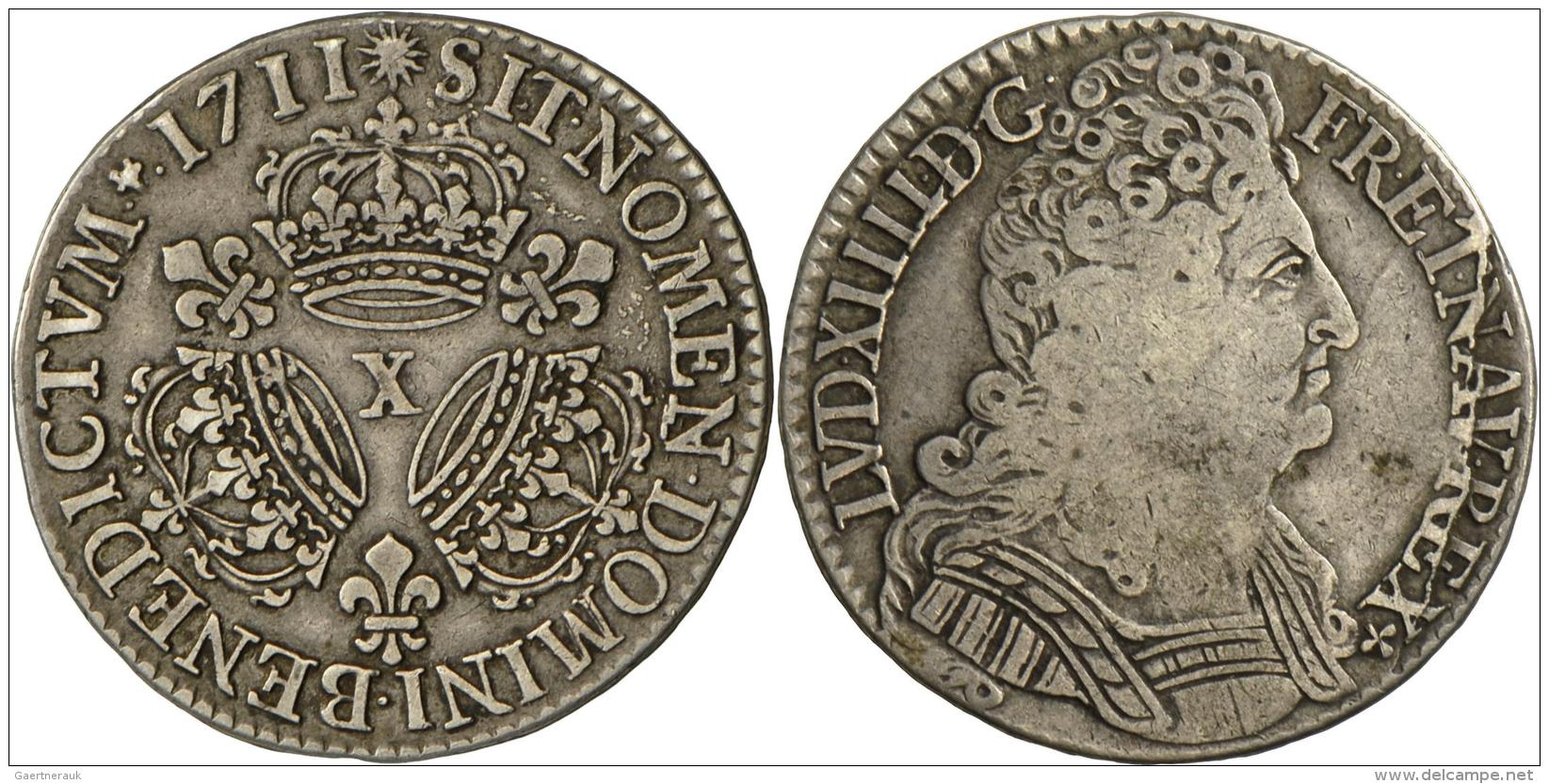 Frankreich: Louis XIV. 1643-1715: 1/2 Ecu A Trois Couronnes; 15,14 G, Dupplessy 1569, Gadoury 199, Sehr Sch&ouml;n. - Sonstige & Ohne Zuordnung