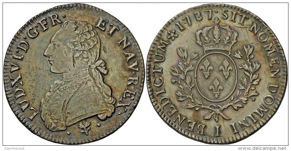 Frankreich: Louis XVI. 1774-1792: Ecu Aux Lauriers 1787 L, Bayonne, 28,73 G; Davenport 1333, Felder Justiert Und Bearbei - Sonstige & Ohne Zuordnung