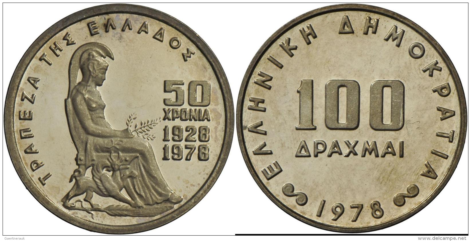 Griechenland: 2. Republik, Seit 1974: 100 Drachme 1978, Auflage: Nur 25.000 Exemplare, Min. Berieben, Polierte Platte/Pr - Greece