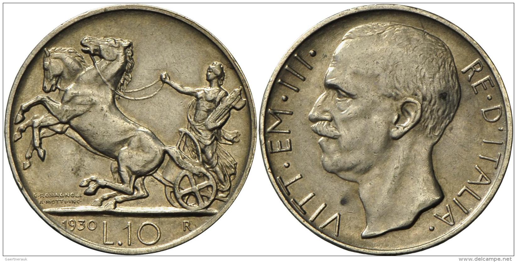 Italien: Vittorio Emanuel III. 1900-1943: 10 Lire 1930, Gigante 59, Vorz&uuml;glich. - 1900-1946 : Victor Emmanuel III & Umberto II