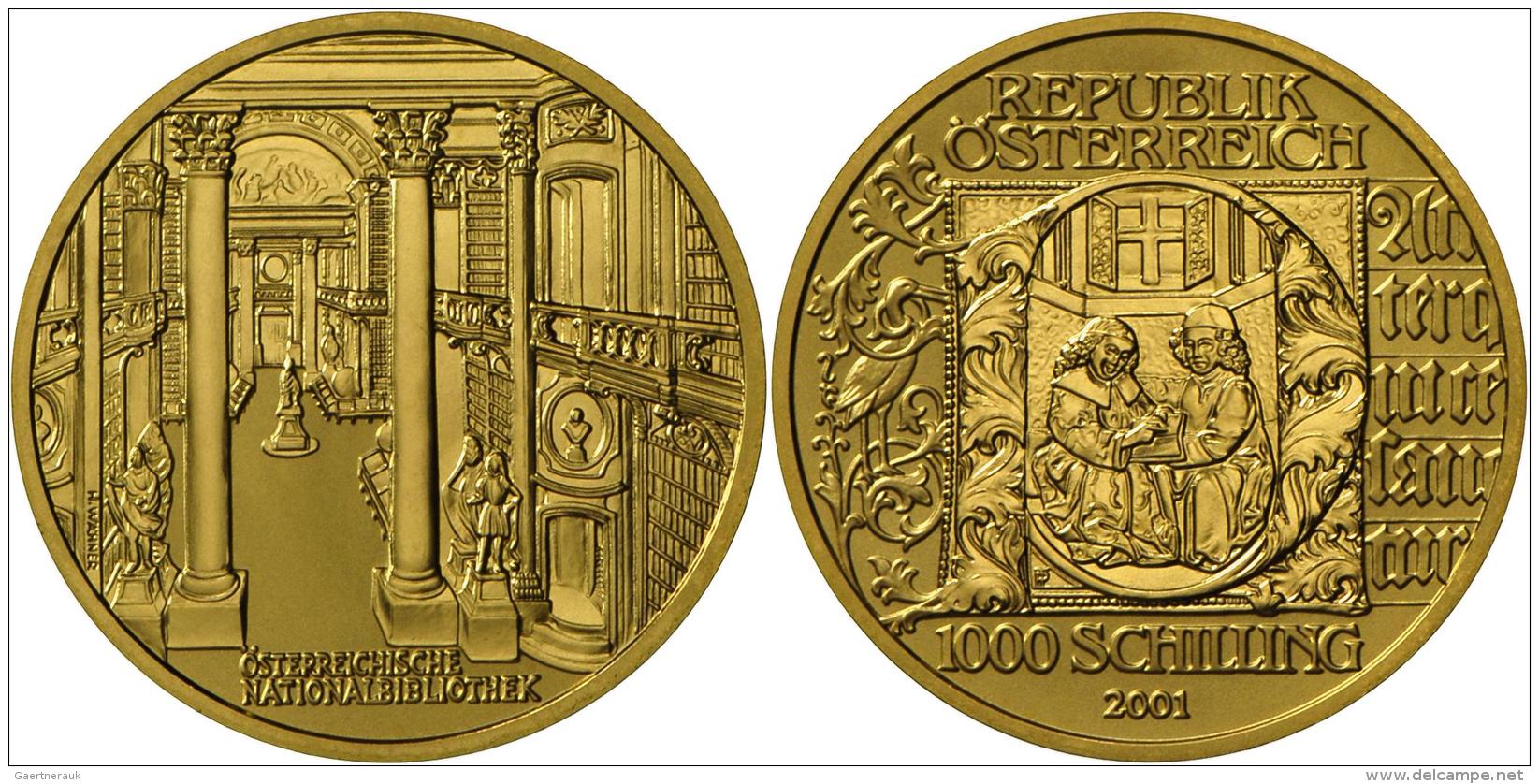 &Ouml;sterreich - Anlagegold: BUCHMALEREI, 1000 Schilling 2001, 16.22g/986er Gold, Im Etui Mit Zertifikat/Umkarton, Hgh. - Oesterreich