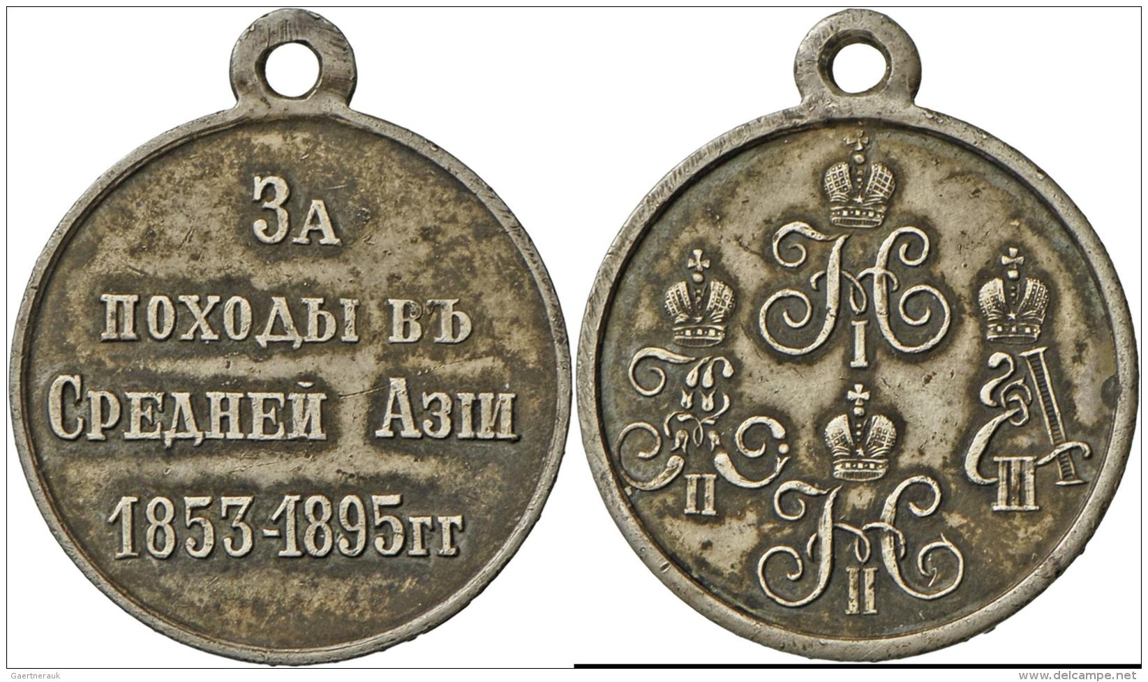 Russland: Nikolaus II. 1894-1917: Tragbare Silber-Verdienstmedaille F&uuml;r Teilnehmer An Den Feldz&uuml;gen In Zentral - Russland