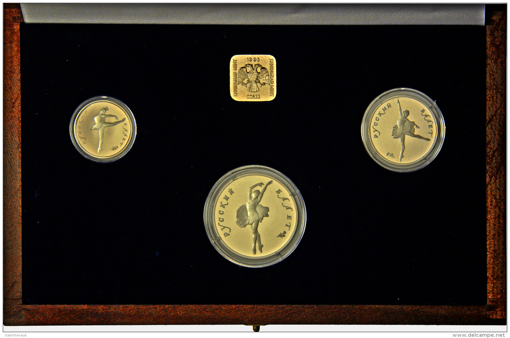 Russland: PALLADIUM BALLERINA-Set 1993 (nur 1.500 Sets): 25 Rubel 1oz, 10 Rubel &frac12;oz, 5 Rubel &frac14;oz, Alle 3 I - Russland