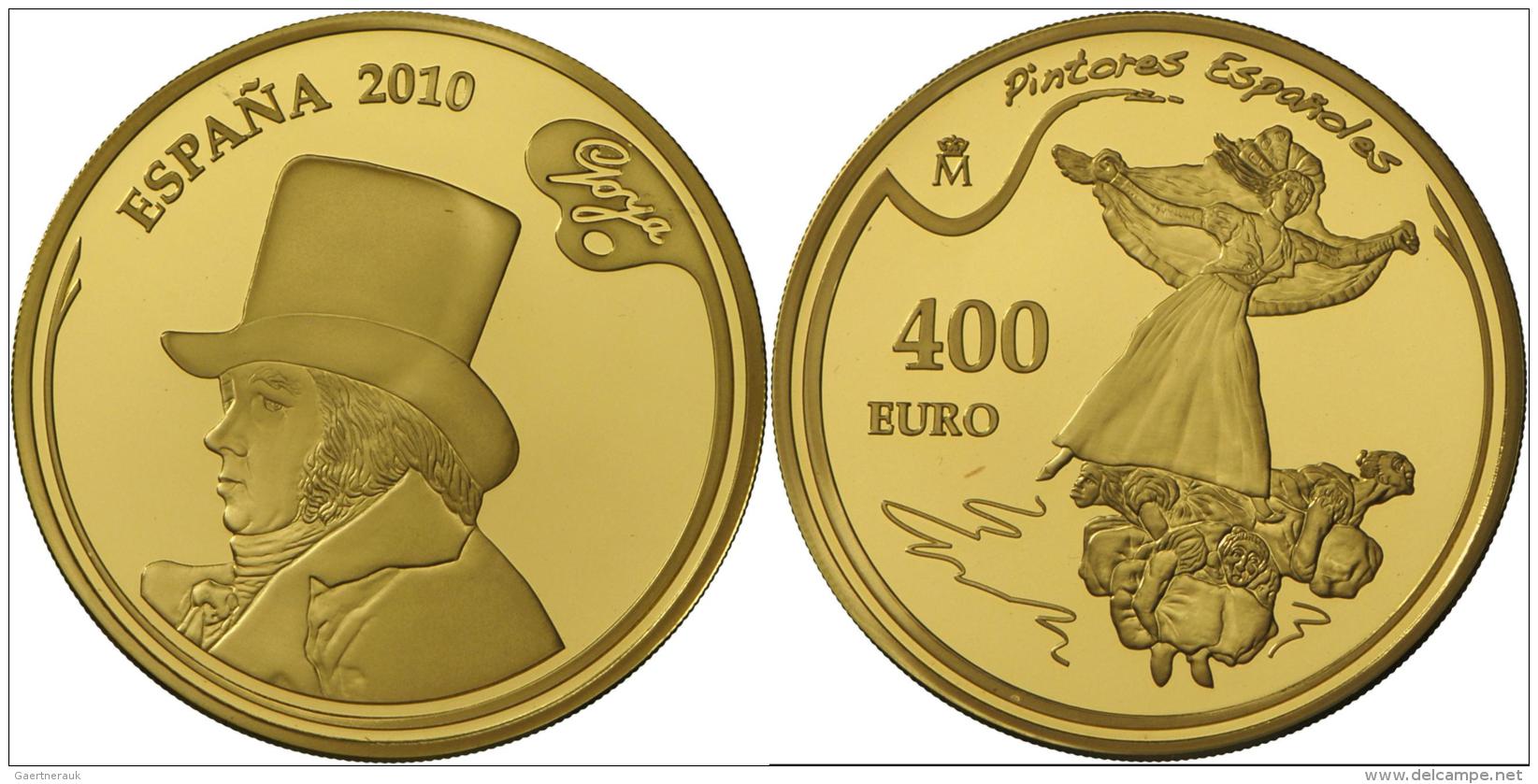 Spanien - Anlagegold: Francisco De Goya, 400 &euro; 2010, 27g Feingold, Nur 3000 Ex., Etui Zertifikat /Umkarton, Poliert - Spanien