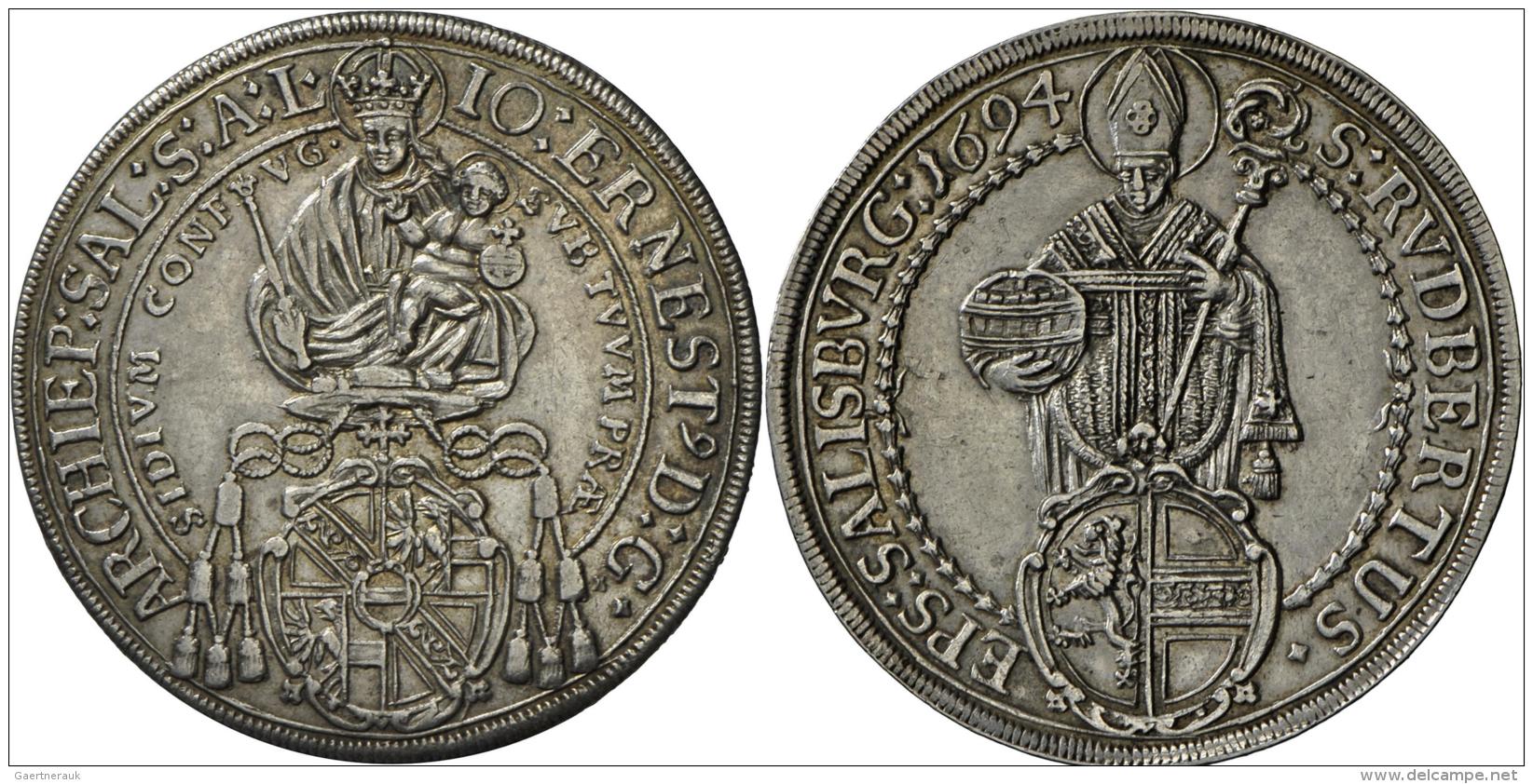 Haus Habsburg: Salzburg-Erzbistum: Johann Ernst Von Thun Und Hohenstein 1687-1709: Taler 1694; 28,94 G, Davenport 3510, - Sonstige – Europa