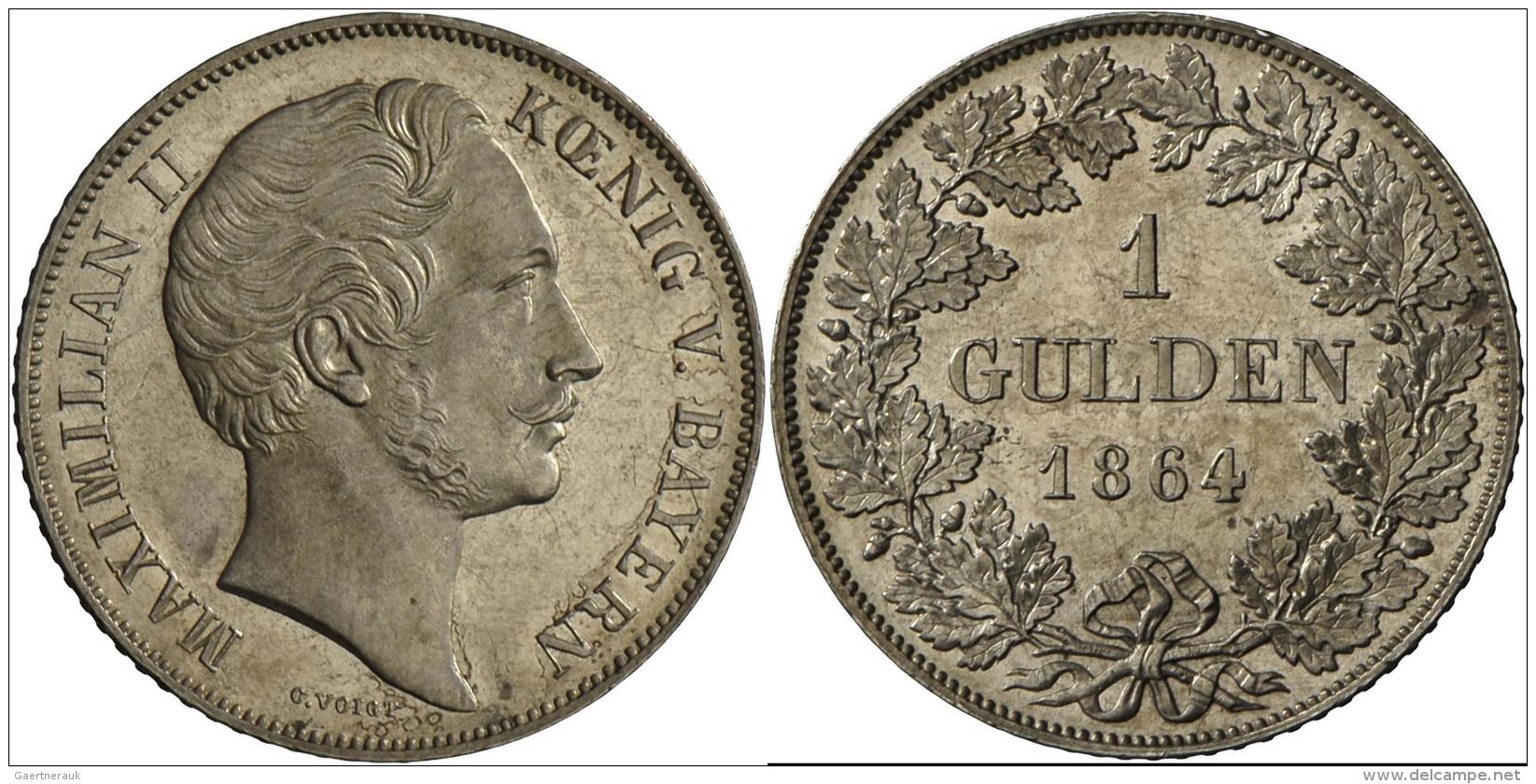 Bayern: Maximilian II. Joseph 1848-1864: 1 Gulden 1864, AKS 151, Jaeger 82, Stempelglanz. - Sonstige & Ohne Zuordnung