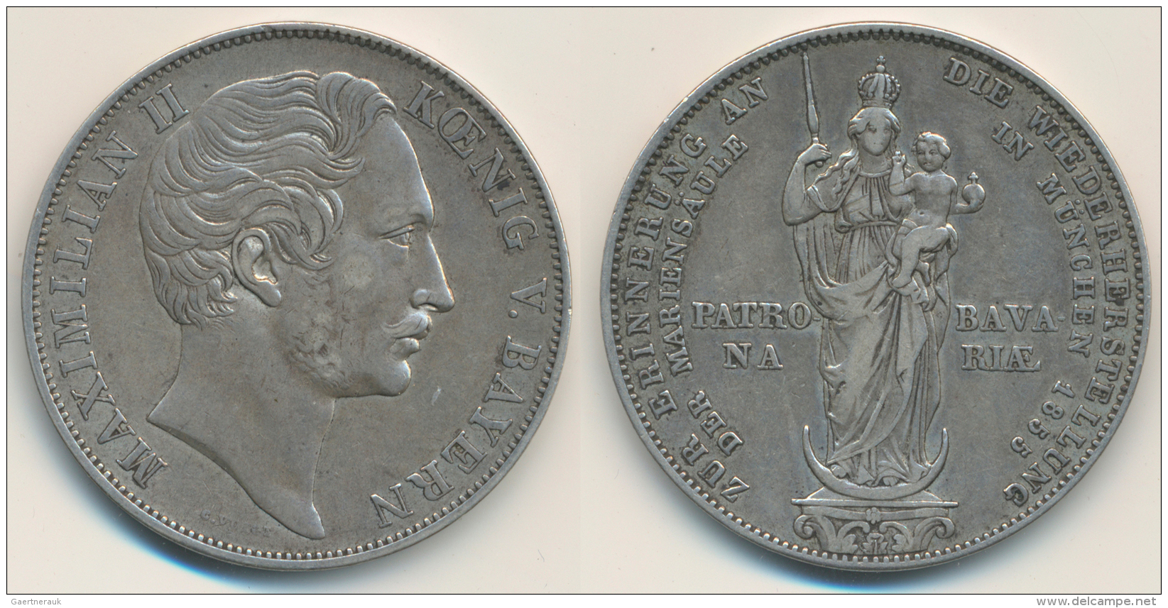 Bayern: Maximilian II. Joseph 1848-1864: Doppelgulden 1855, Mariengulden, AKS 168, Jaeger 84, Sehr Sch&ouml;n. - Sonstige & Ohne Zuordnung