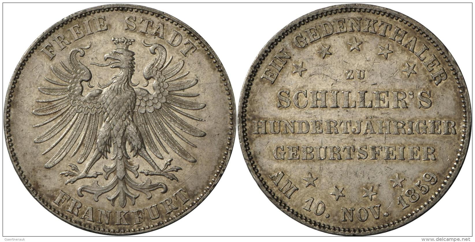 Frankfurt Am Main: Gedenktaler 1859, AKS 43, Jaeger 50, Kratzer, Sehr Sch&ouml;n-vorz&uuml;glich. - Sonstige & Ohne Zuordnung