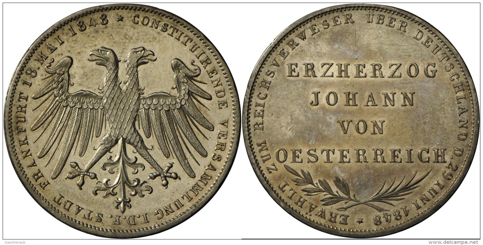 Frankfurt Am Main: Gedenkdoppelgulden 1848, AKS 39, Jaeger 46, Spiegelnde Felder, Min. Berieben, Kl. Kratzer, Vorz&uuml; - Sonstige & Ohne Zuordnung