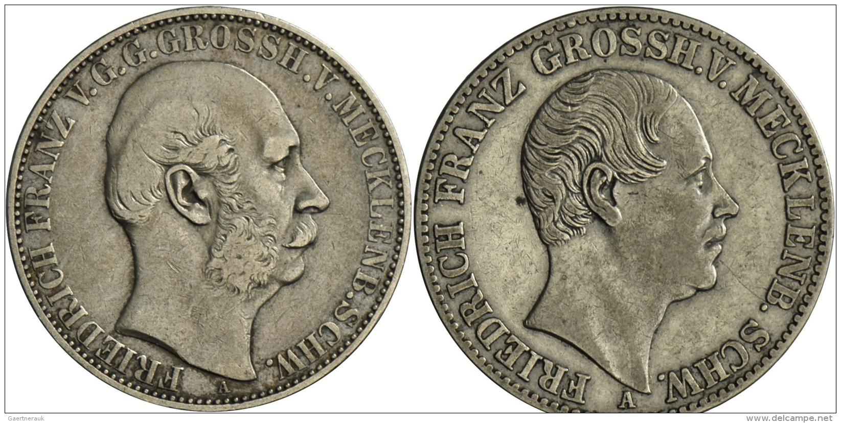 Mecklenburg-Schwerin: Friedrich Franz II. 1842-1883: Lot 3 St&uuml;ck; Taler 1848 A, 1864 A, 1867 A, AKS 37,38,55, Jaege - Sonstige & Ohne Zuordnung