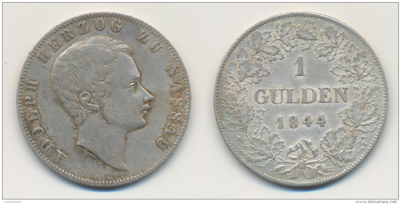 Nassau: Adolph 1839-1866: 1 Gulden 1844, AKS 65, Jaeger 49, Sehr Sch&ouml;n. - Sonstige & Ohne Zuordnung