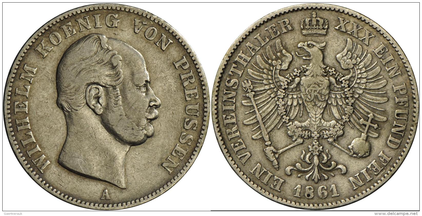 Preu&szlig;en: Wilhelm I. 1861-1888: Lot 2 St&uuml;ck; Vereinstaler 1861 A, AKS 97, Jaeger 92, Beide Sehr Sch&ouml;n. - Sonstige & Ohne Zuordnung