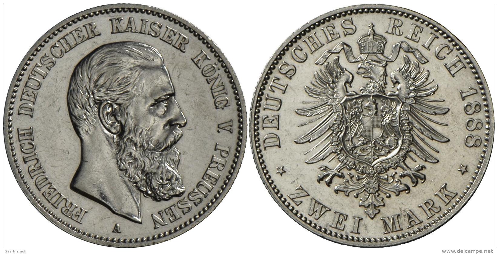 Preu&szlig;en: Friedrich III. 1888: 2 Mark 1888, Jaeger 98, Stempelglanz. - Taler & Doppeltaler