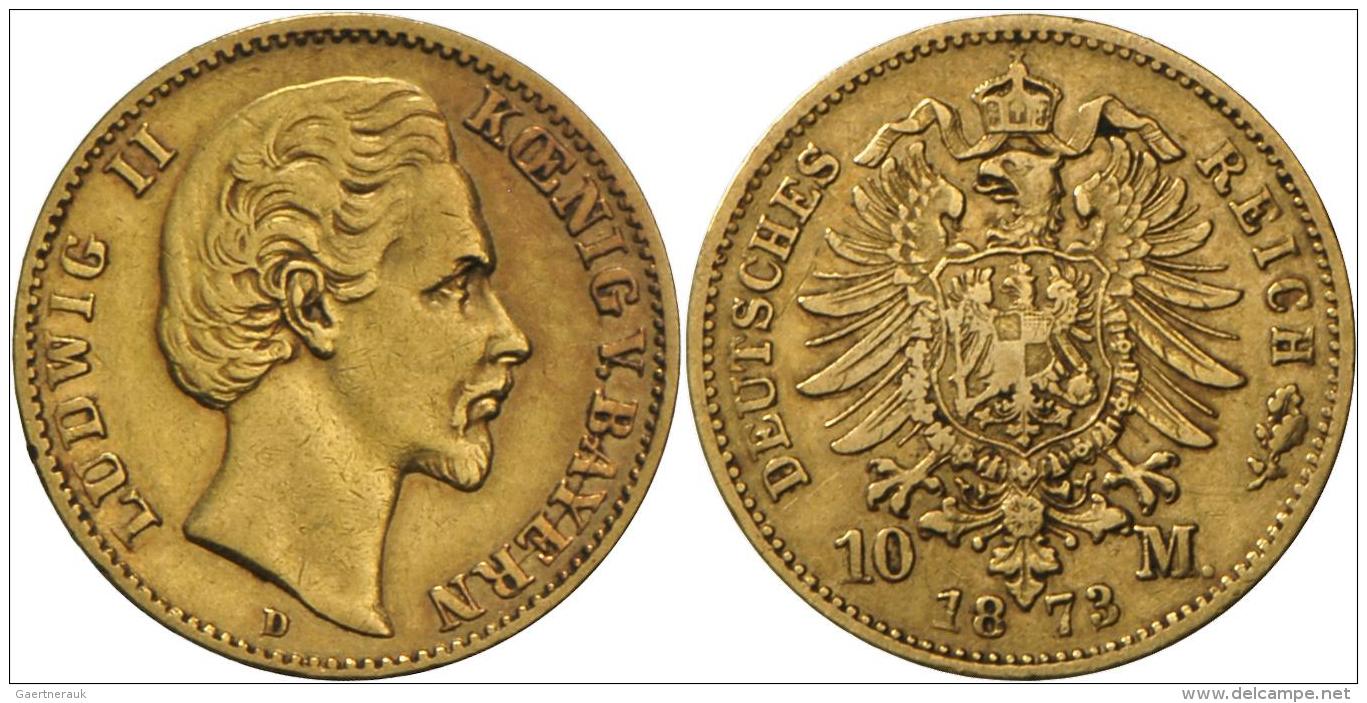 Bayern: Ludwig II. 1864-1886: 10 Mark 1873 D, Jaeger 193,  Sehr Sch&ouml;n. - Goldmünzen