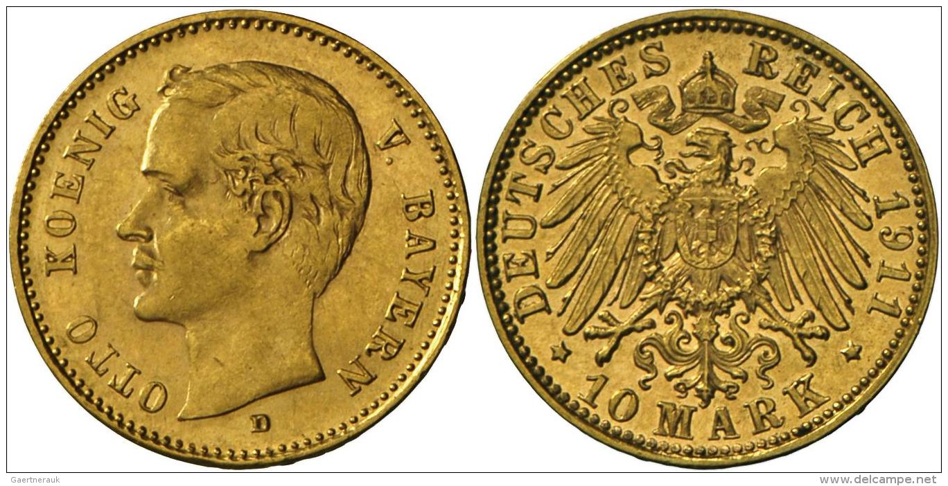Bayern: Otto 1886-1913: 10 Mark, 1911 D, Jaeger 201, Gold 900/1000; 3,92 G, Vorz&uuml;glich. - Goldmünzen