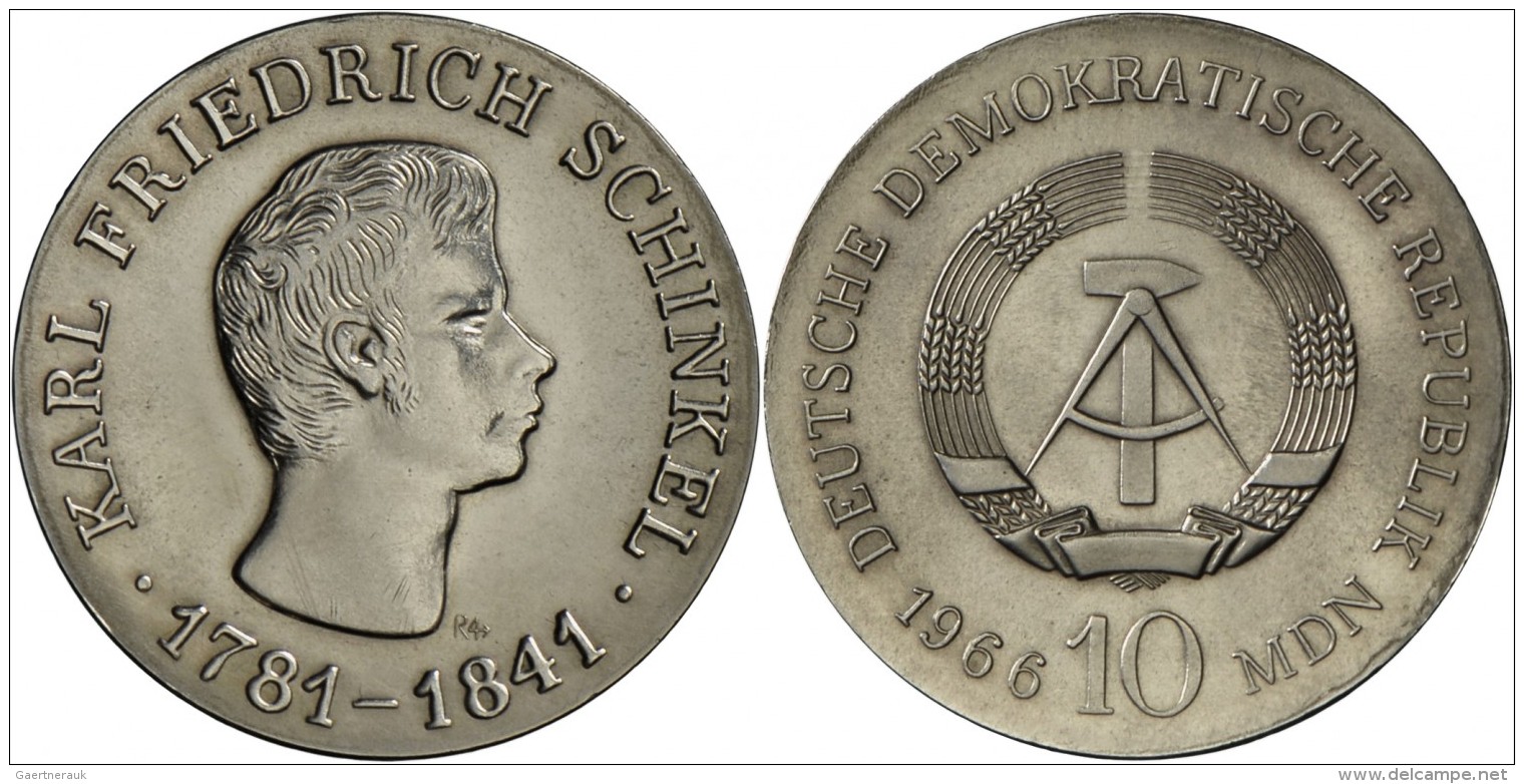 DDR: 10 Mark 1966, Karl Friedrich Schinkel, Jaeger 1517, Herrliches St&uuml;ck, Stempelglanz. - Sonstige & Ohne Zuordnung