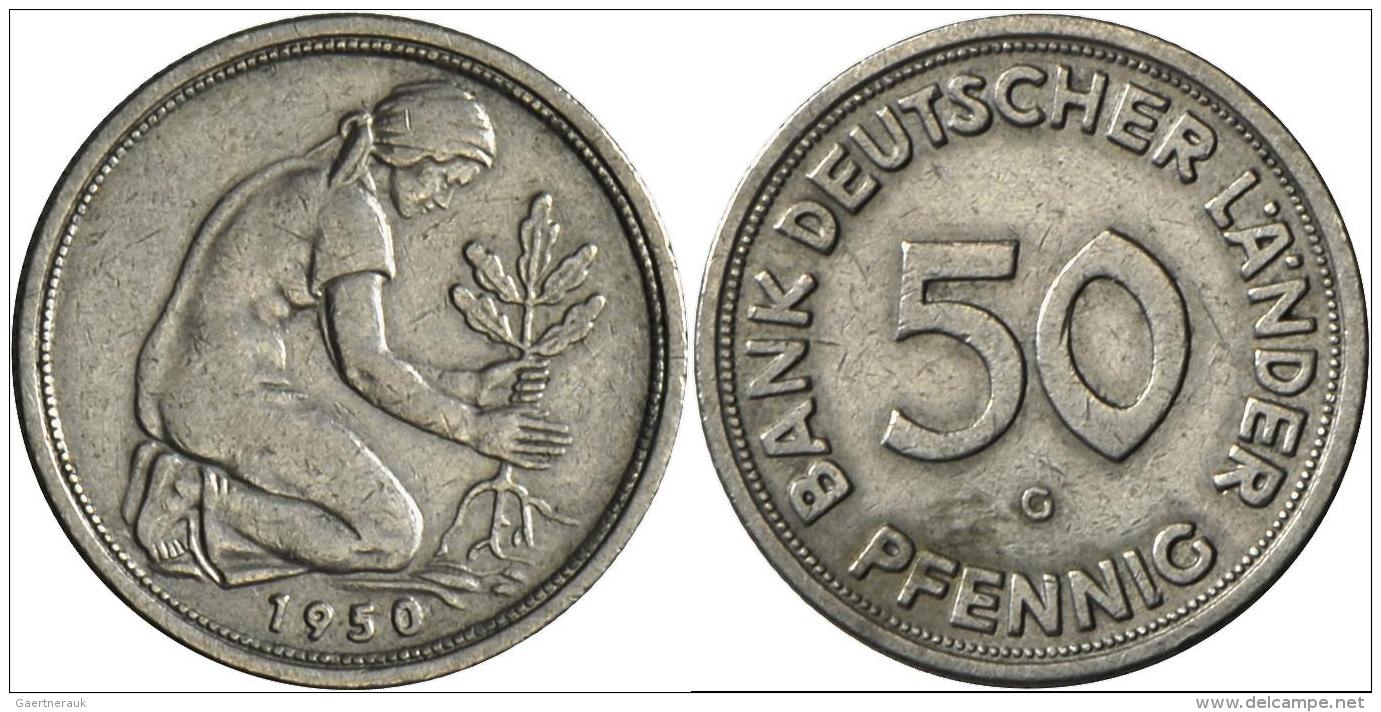 Bundesrepublik Deutschland 1948-2001: 50 Pfennig 1950 G, Bank Deutscher L&auml;nder, Jaeger 379, Sehr Sch&ouml;n. - Sonstige & Ohne Zuordnung