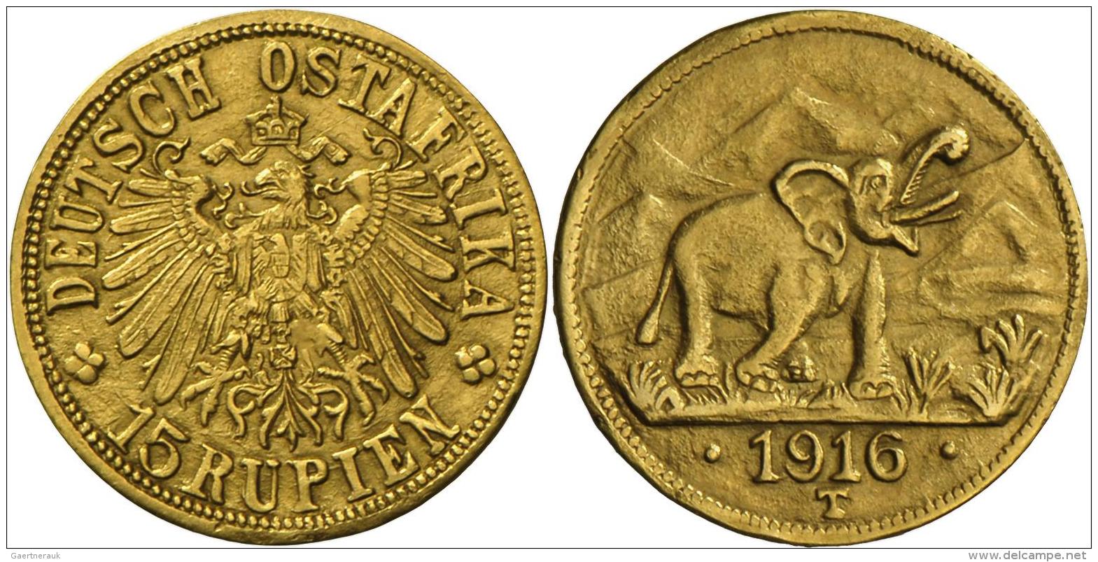 Deutsch-Ostafrika: 15 Rupien 1916 T, Tabora, 7,1 G, Gepr&auml;gt Mit Gold Aus Der Sekenke-Goldmine In Ostafrika, Jaeger - Deutsch-Ostafrika