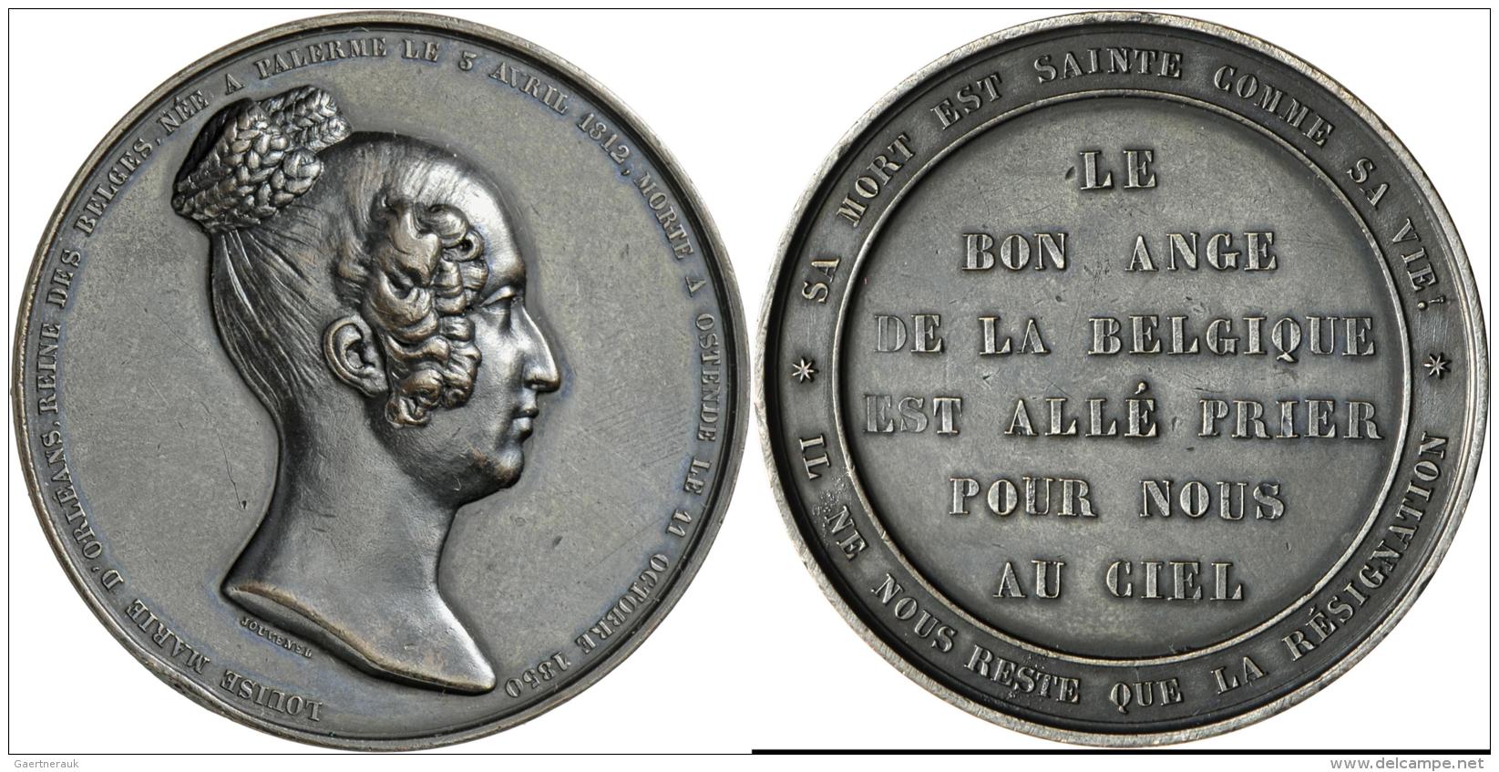 Medaillen Alle Welt: Belgien: Bronzemedaille 1850, Von Jouvenel, Auf Den Tod Der K&ouml;nigin Louise Marie D&acute;Orl&e - Ohne Zuordnung