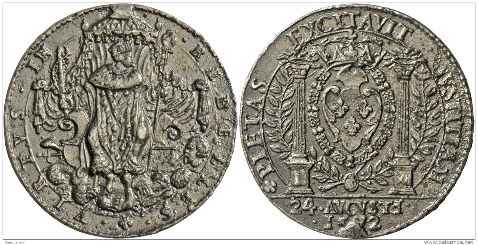 Medaillen Alle Welt: Frankreich: Zinngu&szlig;medaille 1572, Unsigniert (von A. Olivier), Auf Die Massaker In Der "Barth - Ohne Zuordnung