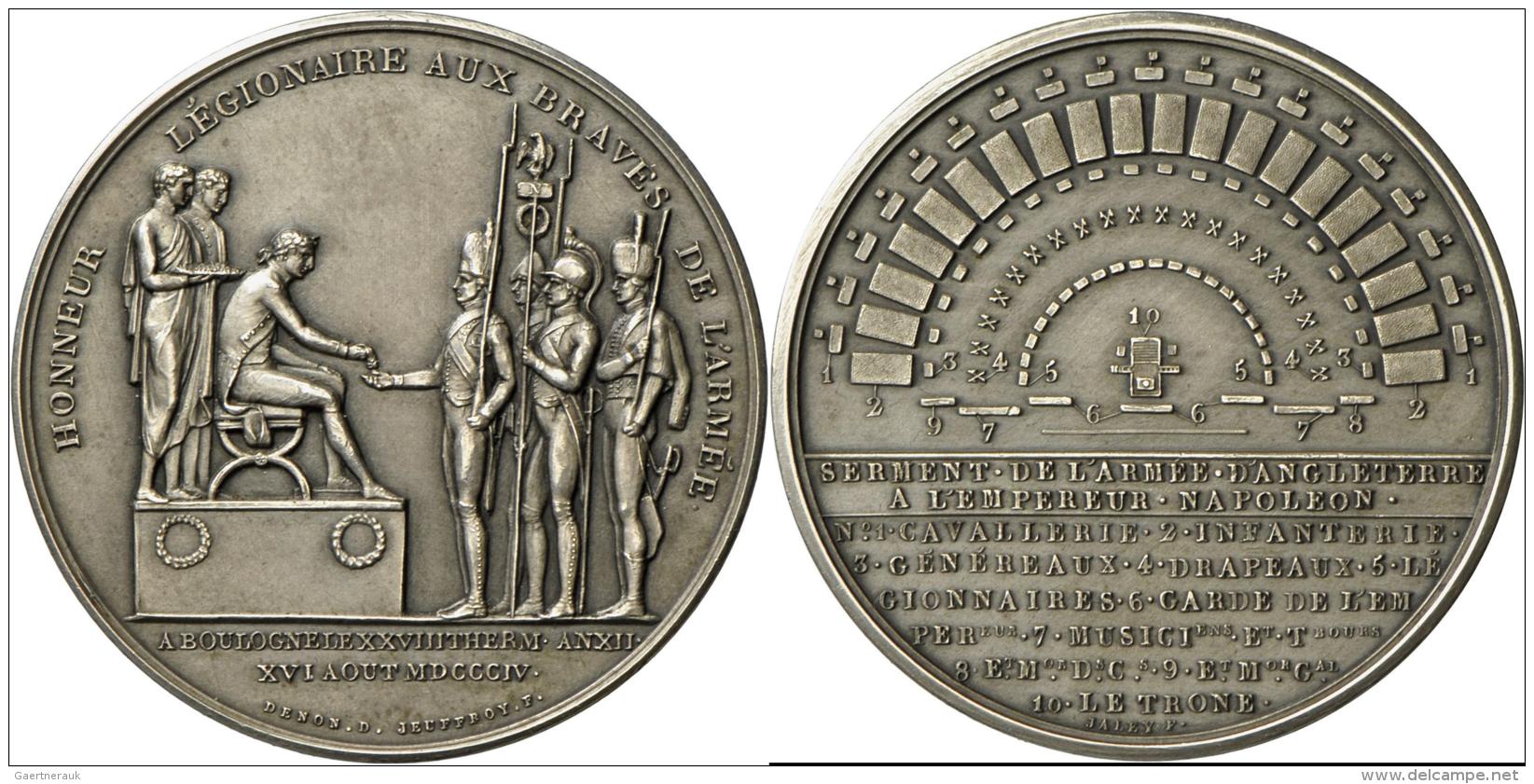 Medaillen Alle Welt: Frankreich, Napol&eacute;on I, 1804-1814, 1815: Silbermedaille 1804, Von R. V. Jeuffroy Und L. Jale - Ohne Zuordnung
