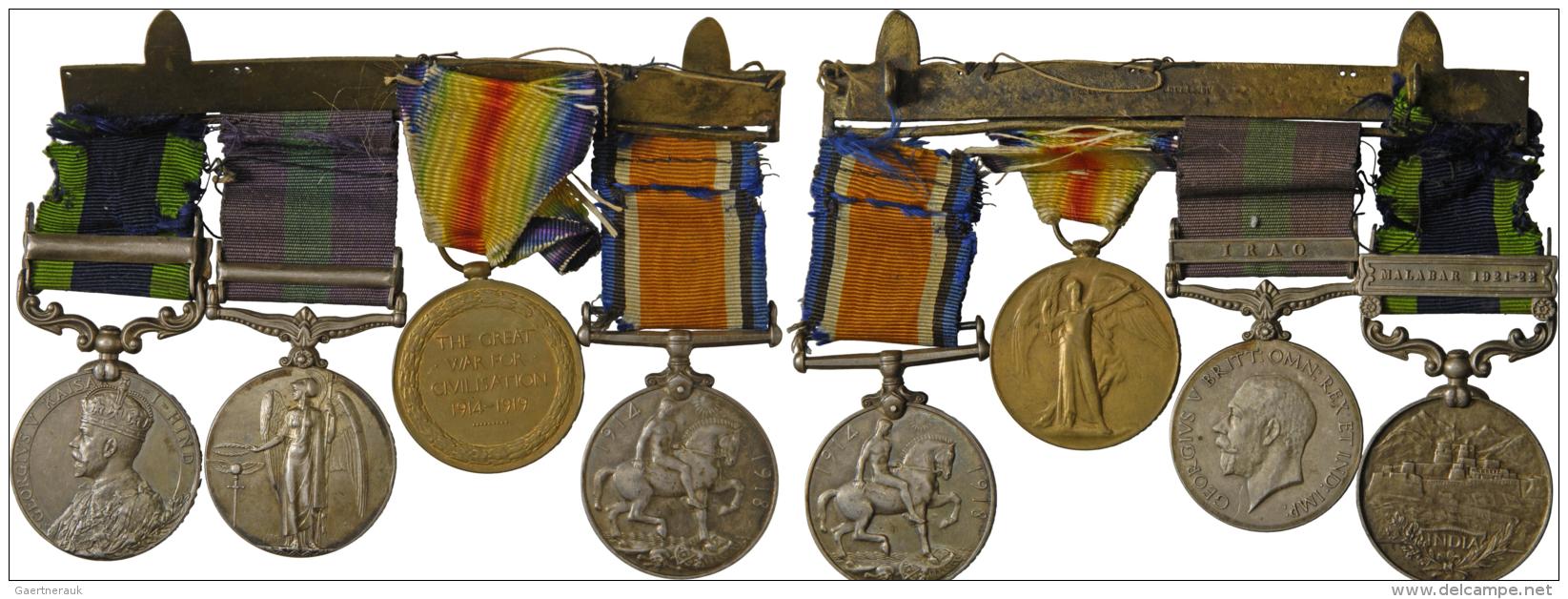 Medaillen Alle Welt: Gro&szlig;britannien, Georg V. 1910-1936:  Ordensspange, Iraq, Malabar 1921-22, 1.WK 1914-1919, 1. - Ohne Zuordnung