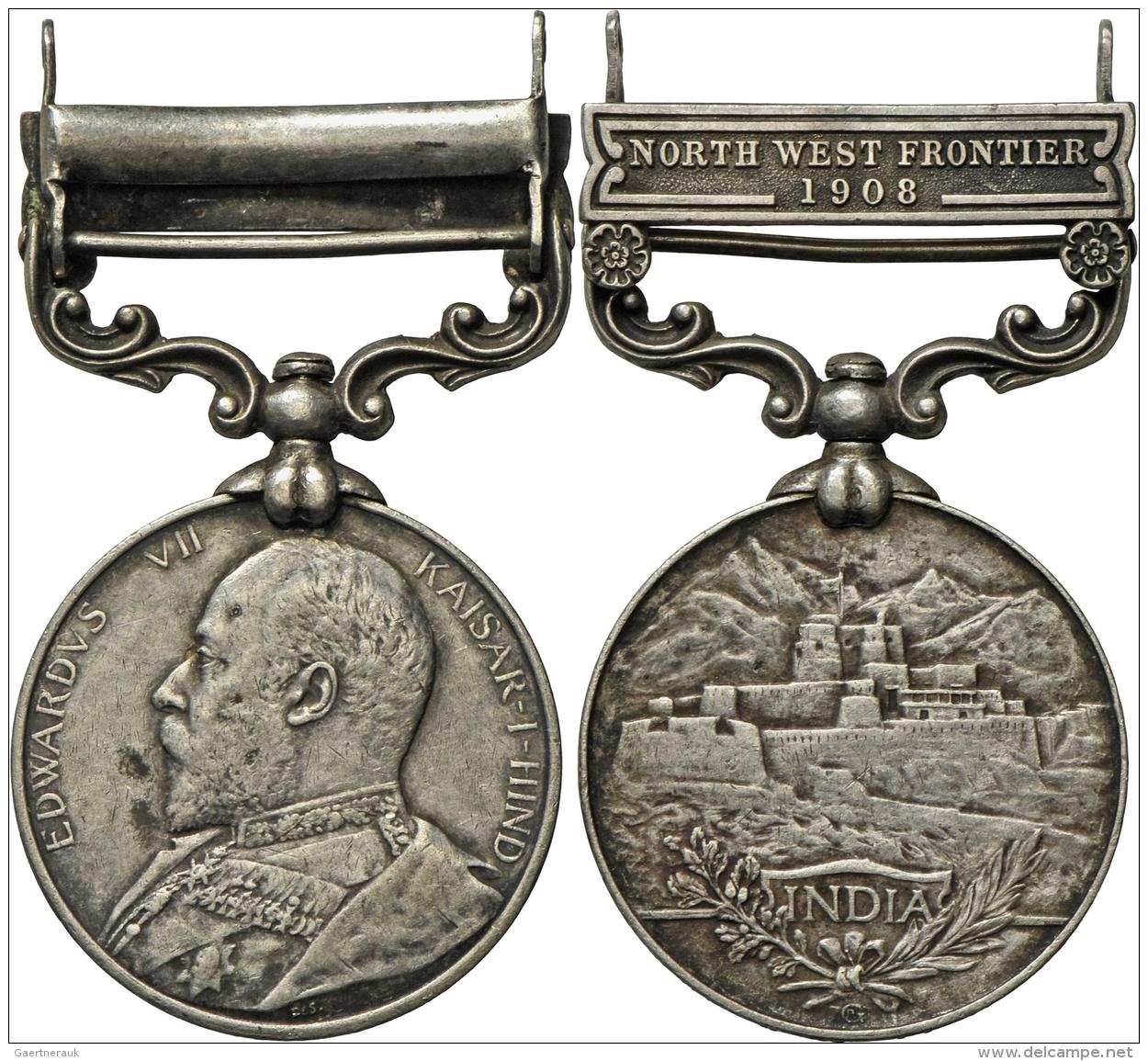 Medaillen Alle Welt: Indien-Edward VII. 1901-1910: India General Service Silbermedaille; 1 Clasp: North Western Frontier - Unclassified