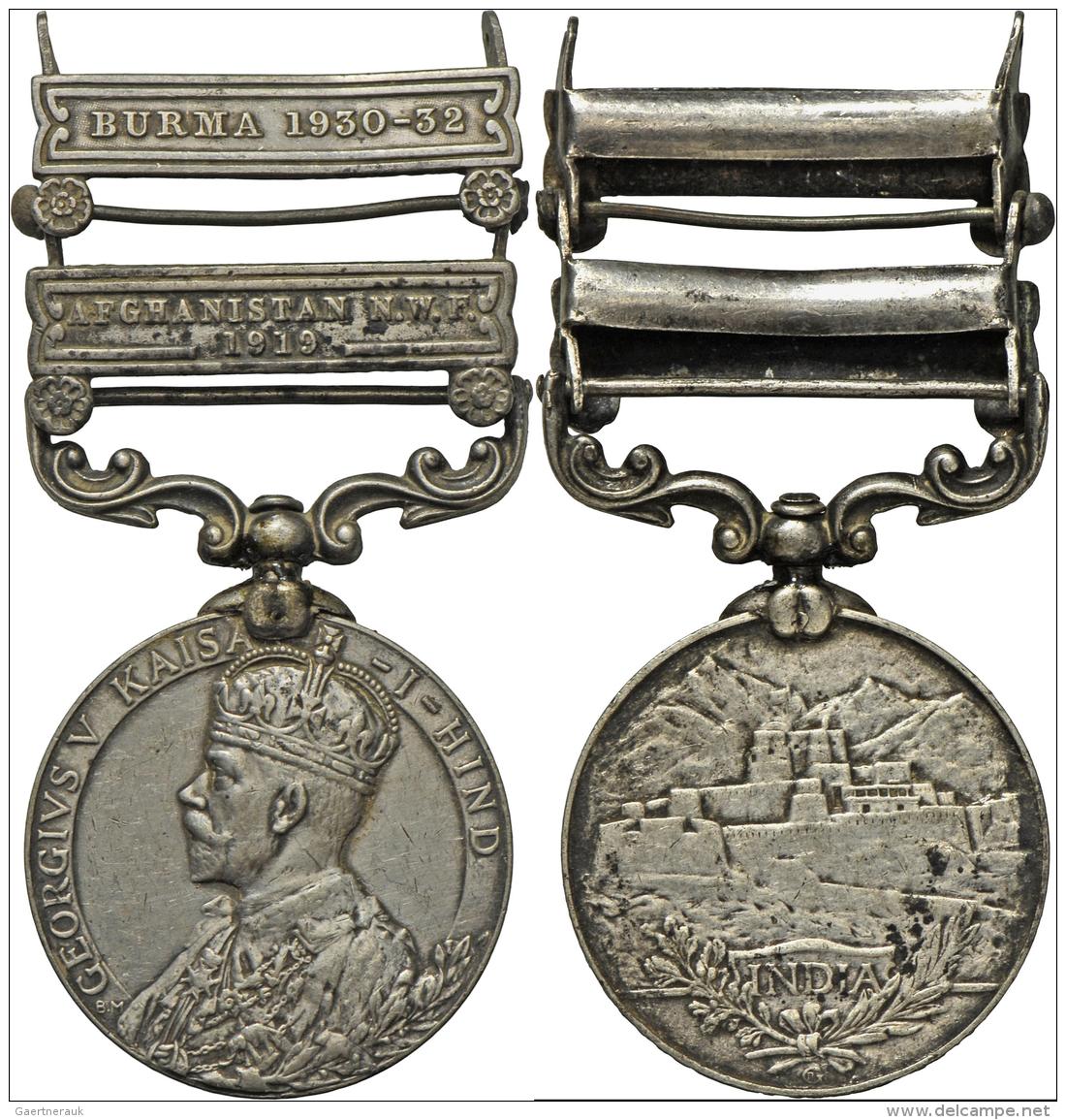 Medaillen Alle Welt: Indien-Georg V. 1910-1936: India General Service Silbermedaille; 2 Clasps: Afghanistan N.W.F. 1919 - Ohne Zuordnung