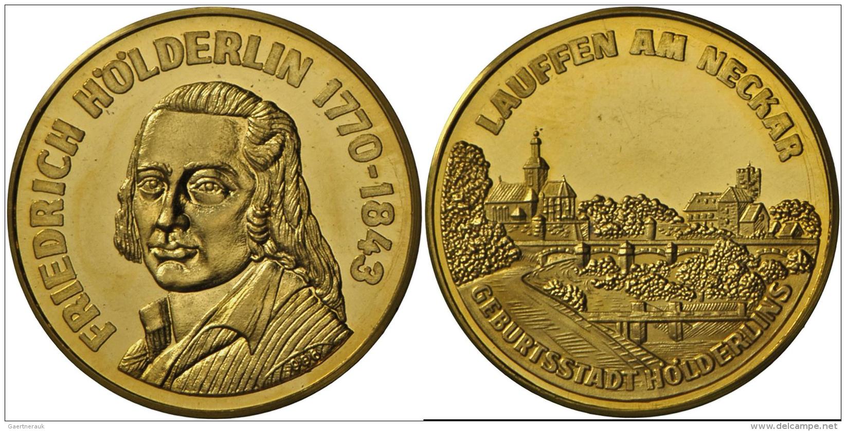 Medaillen Deutschland - Geographisch: Lot 2 Goldmedaillen Lauffen A. Neckar: 750 Jahre 1234-1984 / Friedrich H&ouml;lder - Sonstige & Ohne Zuordnung