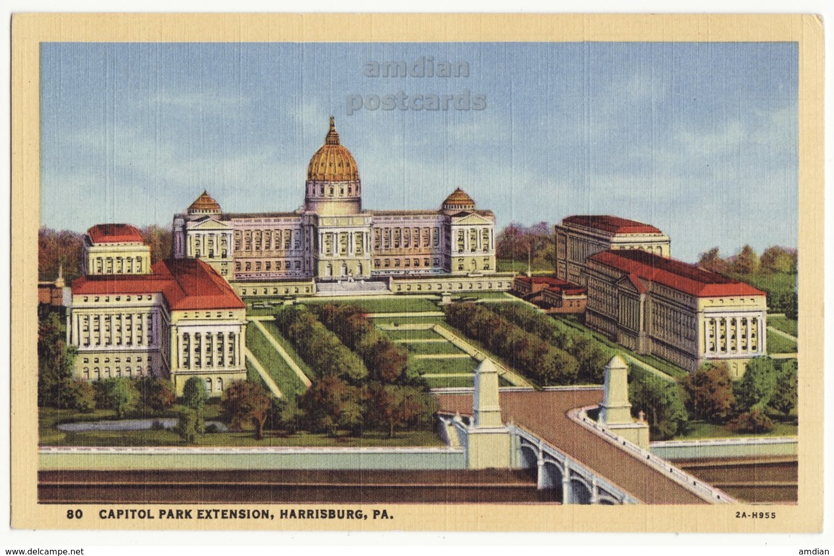 Harrisburg PA, Capitol Park Extension - C1930s Vintage Pennsylvania Postcard - Harrisburg