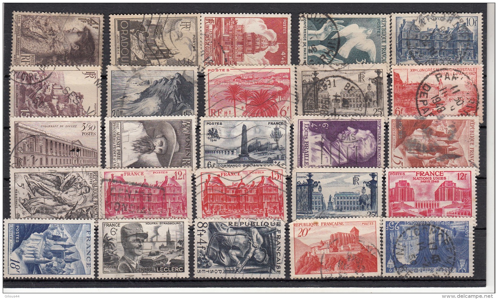 France  Lot De 25 Timbres Oblitérés Avant 1950 - Collections