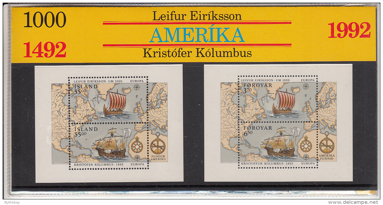 Iceland MNH 1992 Joint Issue Presentation Pack Leif Eriksson, Columbus - EUROPA - Unused Stamps