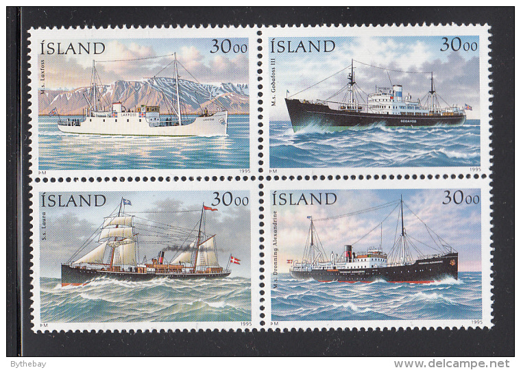 Iceland MNH 1995 Block Of 4 Different Ships - Neufs