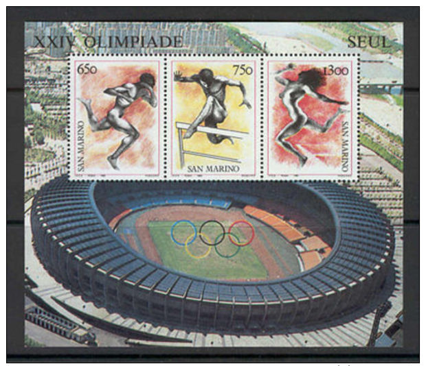 JAP U09 San Marino 1988 MNH S/s Sport Athletics CV 4 Eur - Sonstige & Ohne Zuordnung