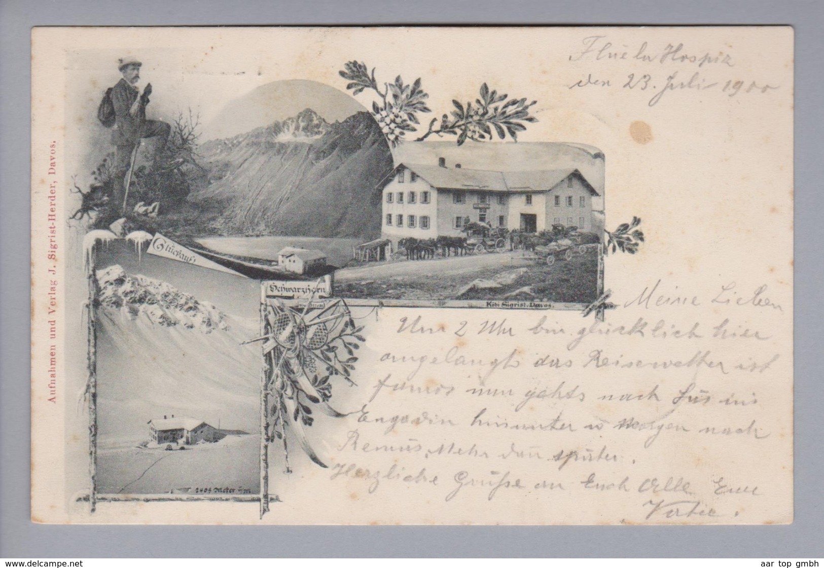 Heimat CH GR Flüela-Hospiz 1900-07-23 Langstempel Auf Ansichtskarte Nach Sax - Lettres & Documents